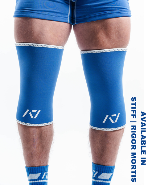 RIGOR MORTIS 膝サポーター Lサイズ ネイビー Hourglass Knee Sleeves - IPF Approved - Cyanite | A7 Europe