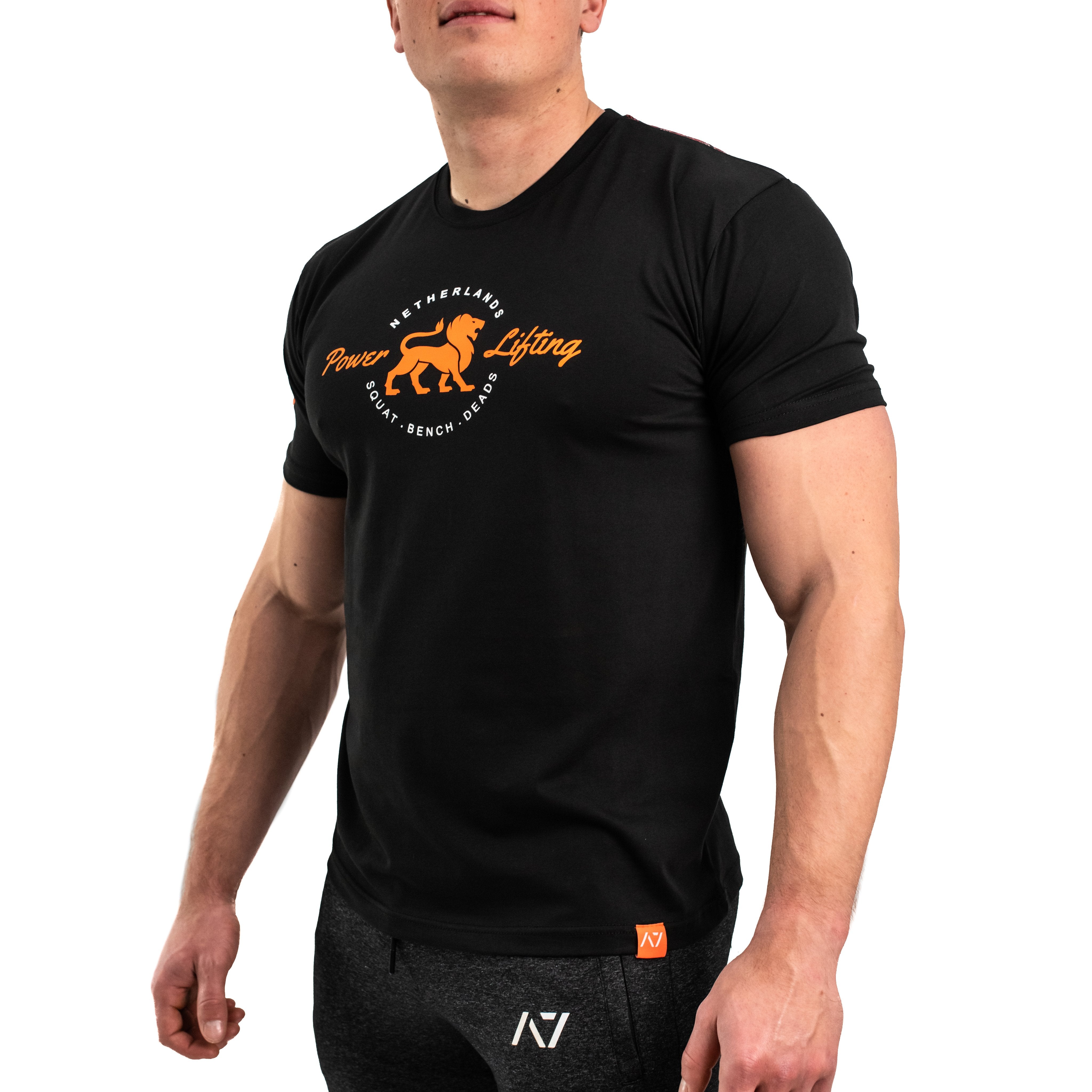 A7 Netherlands Bar Grip T-shirt is great as a squat shirt as well as for bench pressing. The perfect grip shirt. Purchase your Bar Grip tshirt in Europe and the UK from www.A7UK.com. Purchase Bar Grip Shirt Europe from A7 UK. Best Bar Grip Tshirts, shipping to UK and Europe from A7 UK. The best Powerlifting apparel for all your workouts. A7 Netherlands Bar Grip shirt is available in UK and Europe including France, Italy, Germany, Sweden and Poland.