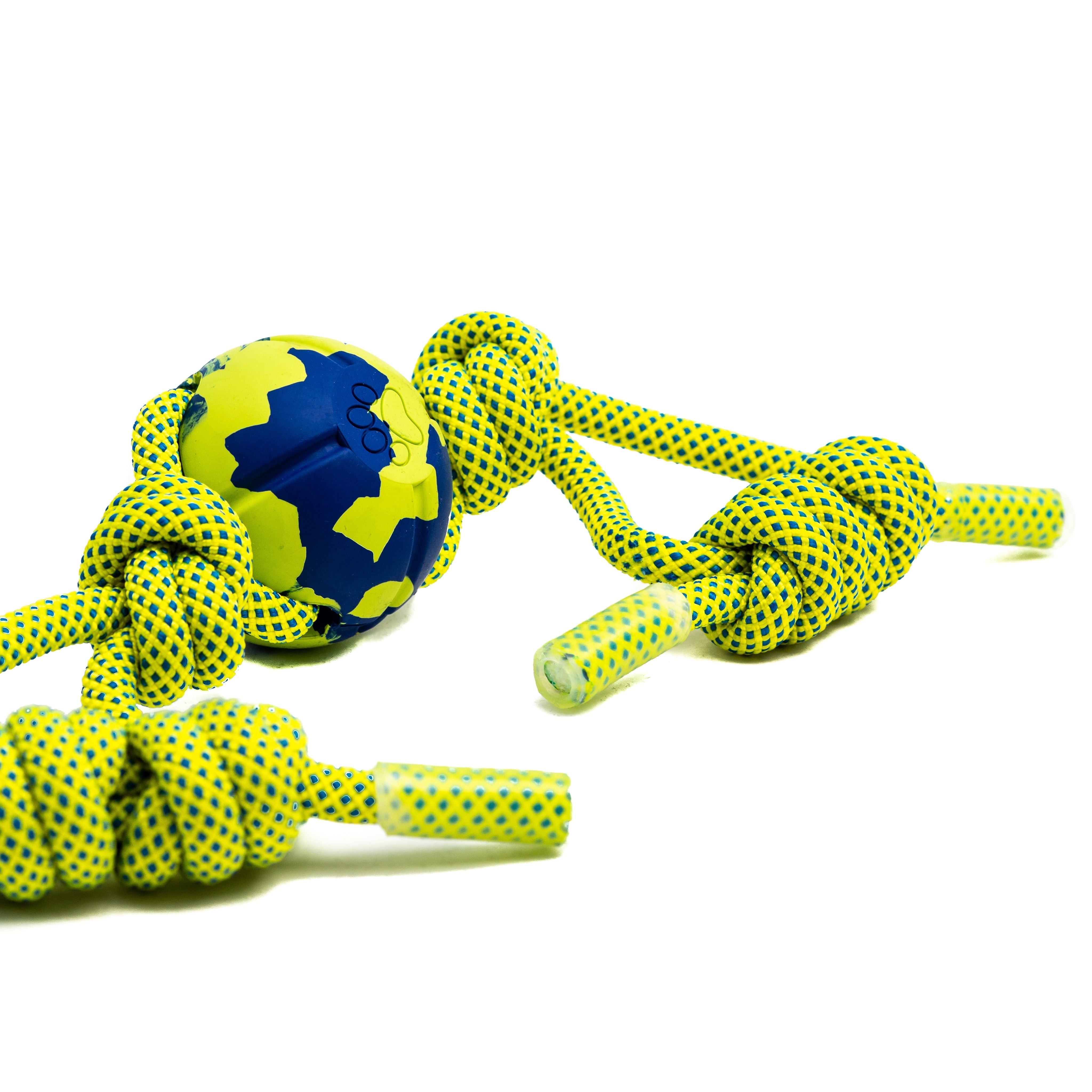 We are always up for finding new ways to train! You can fill the holes with peanut butter or a bully stick, which makes it a great natural chew toy that promotes gym health. You can use Circle 8 dog toy for rowing with your dog by grabbing the rope on both ends and pulling in a rowing motion as the puppy holds on to the ball.