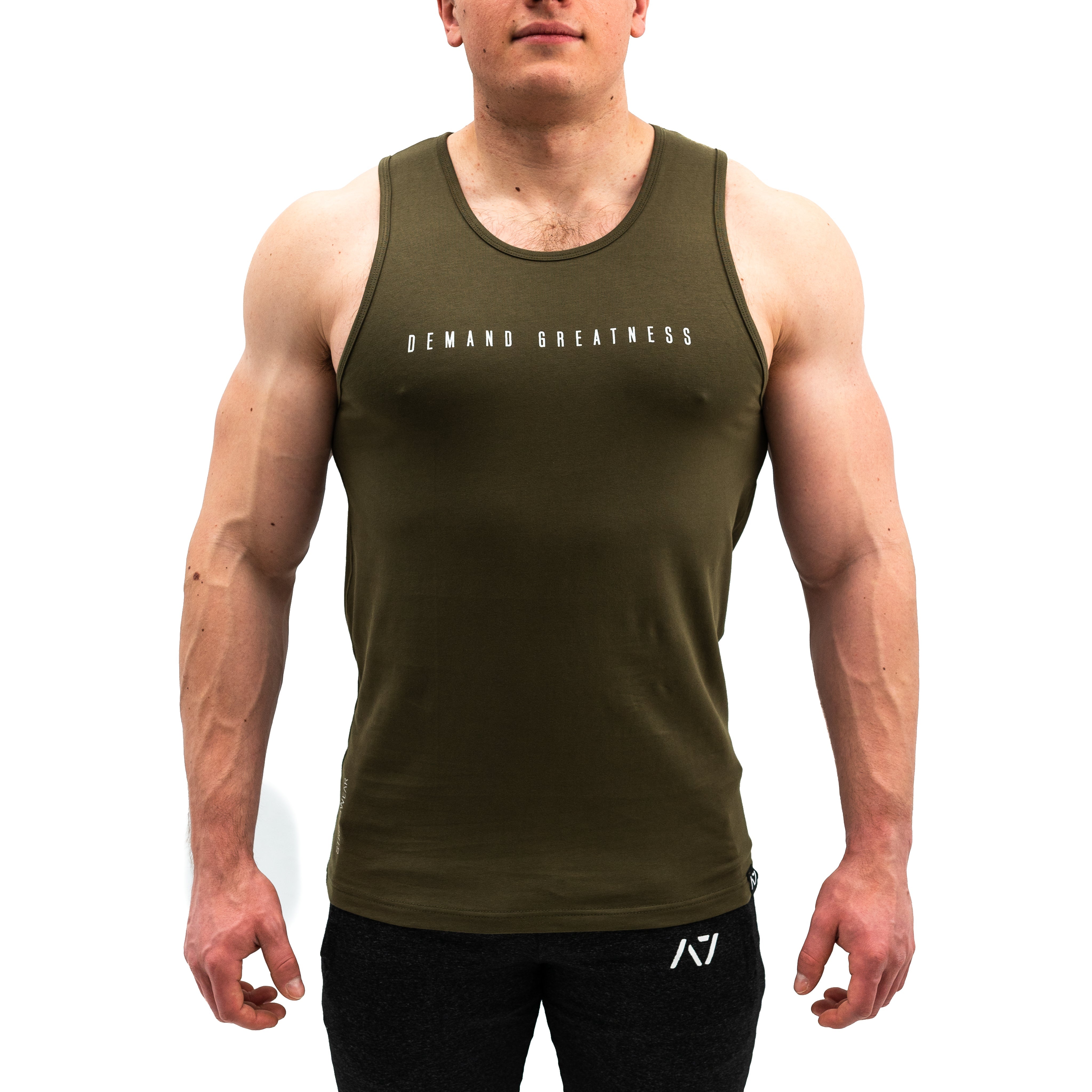 Mantra Bar Grip tank, great as a squat shirt. Purchase Mantra Bar Grip tank in UK from A7 UK. Purchase Mantra Bar Grip Tank in Europe from A7 Europe. No more chalk or sliding. Best Bar Grip T-shirts, shipping to UK and Europe from A7 UK. Mantra Bar Grip Tank is our newest tank design with demand greatness on the front in a military colourway! A7UK supplies the best Powerlifting apparel for all your workouts. Available in UK and Europe including France, Italy, Germany, the Netherlands, Sweden and Poland.