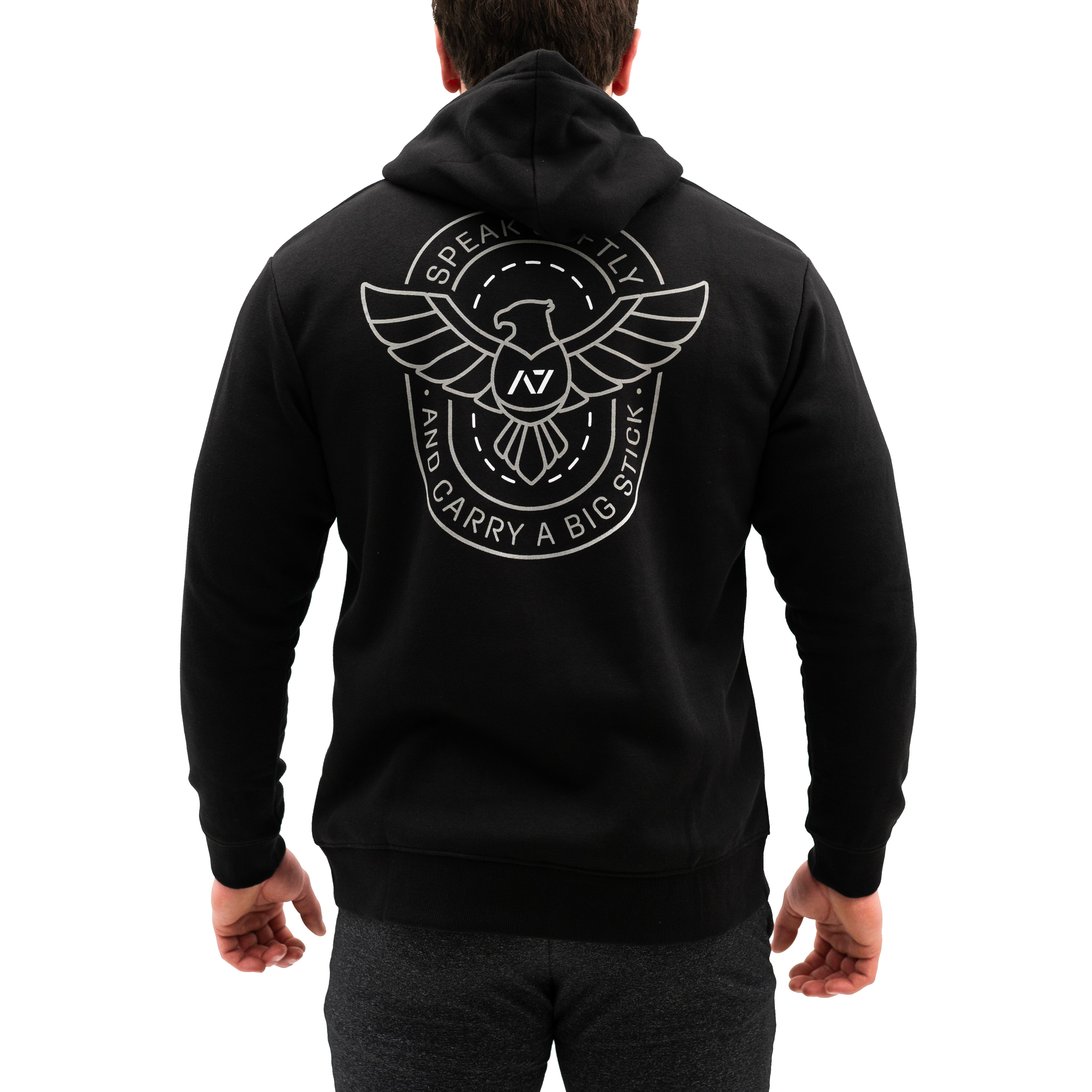 Go Far is a zip up hoodie great for casual wear or lifting in the gym. Purchase Go Far zip up hoodie in UK and Europe from A7 UK. A7 have the best Bar Grip Tshirts, shipping to UK and Europe from A7 UK. Go Far is our newest design on our zip up hoodie. Demand Greatness on the front with an eagle on the back, in a chromium colourway! A7UK supplies the best Powerlifting apparel for all your workouts. Available in UK and Europe including France, Italy, Germany, the Netherlands, Sweden and Poland.