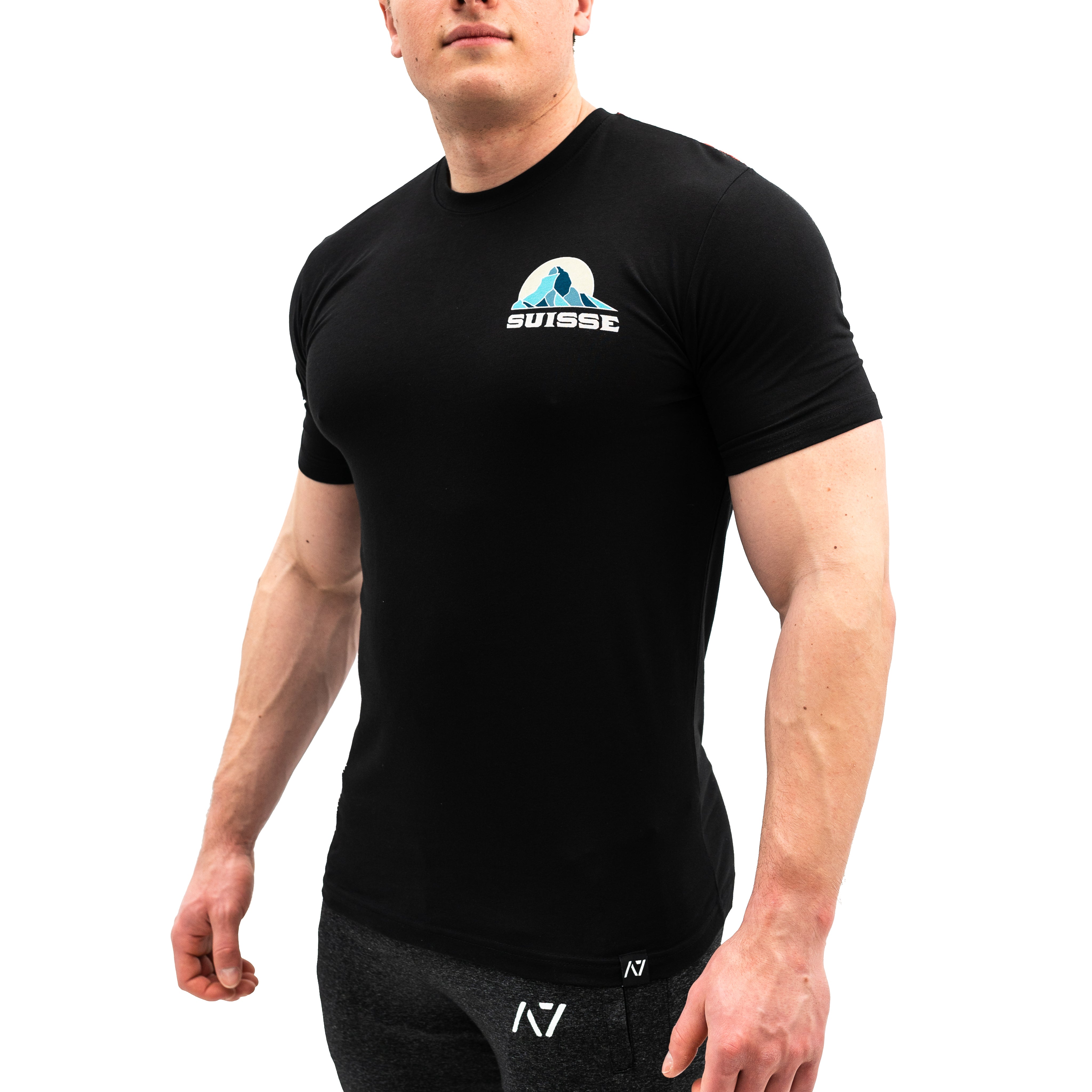 A7 Switzerland Bar Grip T-shirt, great as a squat shirt. Purchase A7 Switzerland Bar Grip Shirt from A7 UK. Purchase Switzerland Bar Grip Shirt Europe from A7 Europe. No more chalk and no more sliding. Best Bar Grip T shirts, shipping to UK and Europe from A7 UK. A7 Switzerland Bar Grip Shirt  great for powerlifting in Switzerland. A7UK has the best Powerlifting apparel for all your workouts. Available in UK and Europe including France, Italy, Germany, the Netherlands, Sweden, Switzerland and Poland.